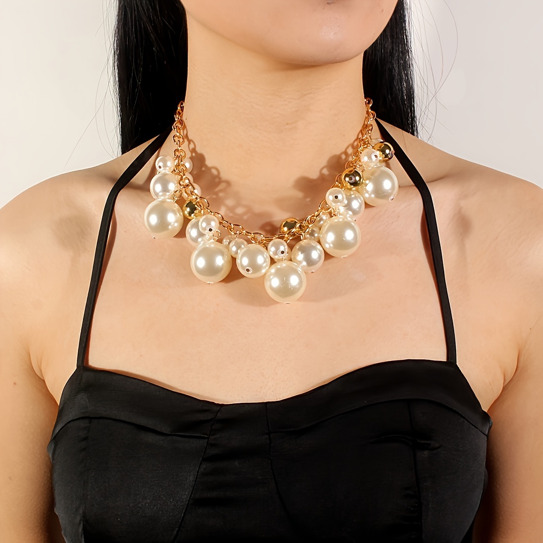 Faux Necklace & Earring Set - Stylish Sweater Chain Accessories